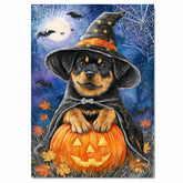 Rottweiler Dog Thanksgiving Autumn Harvest Pumpkin Canvas for Bathroom Wall Art for Halloween on Ready to Hang 1.5" Thick Canvas Wrap, Floating Framed Canvas, Flat Rolled Canvas